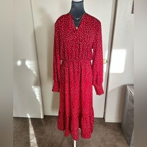 Red polka dot maxi dress